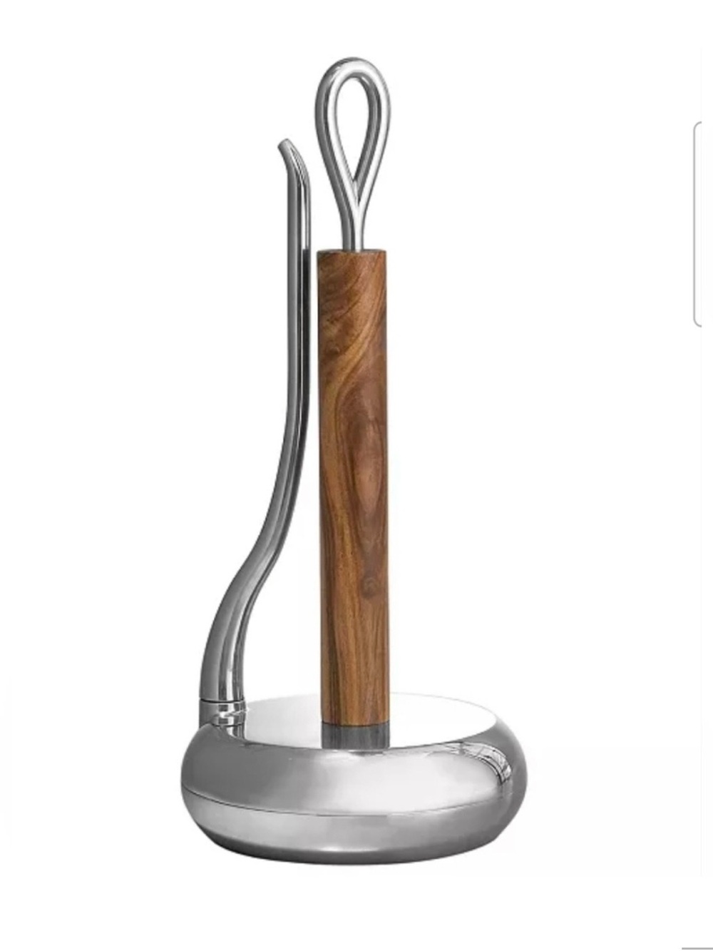 Nambe Stainless Steel and Wood Paper Towel Holder
